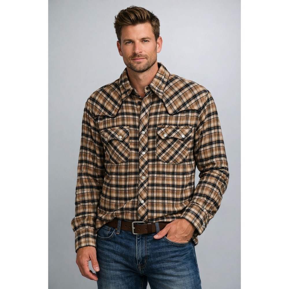 Brittania VTG Western Wear Rare Plaid Y2K Pearl Snap Pointed Yokes Men's S